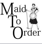 Maid with broom logo